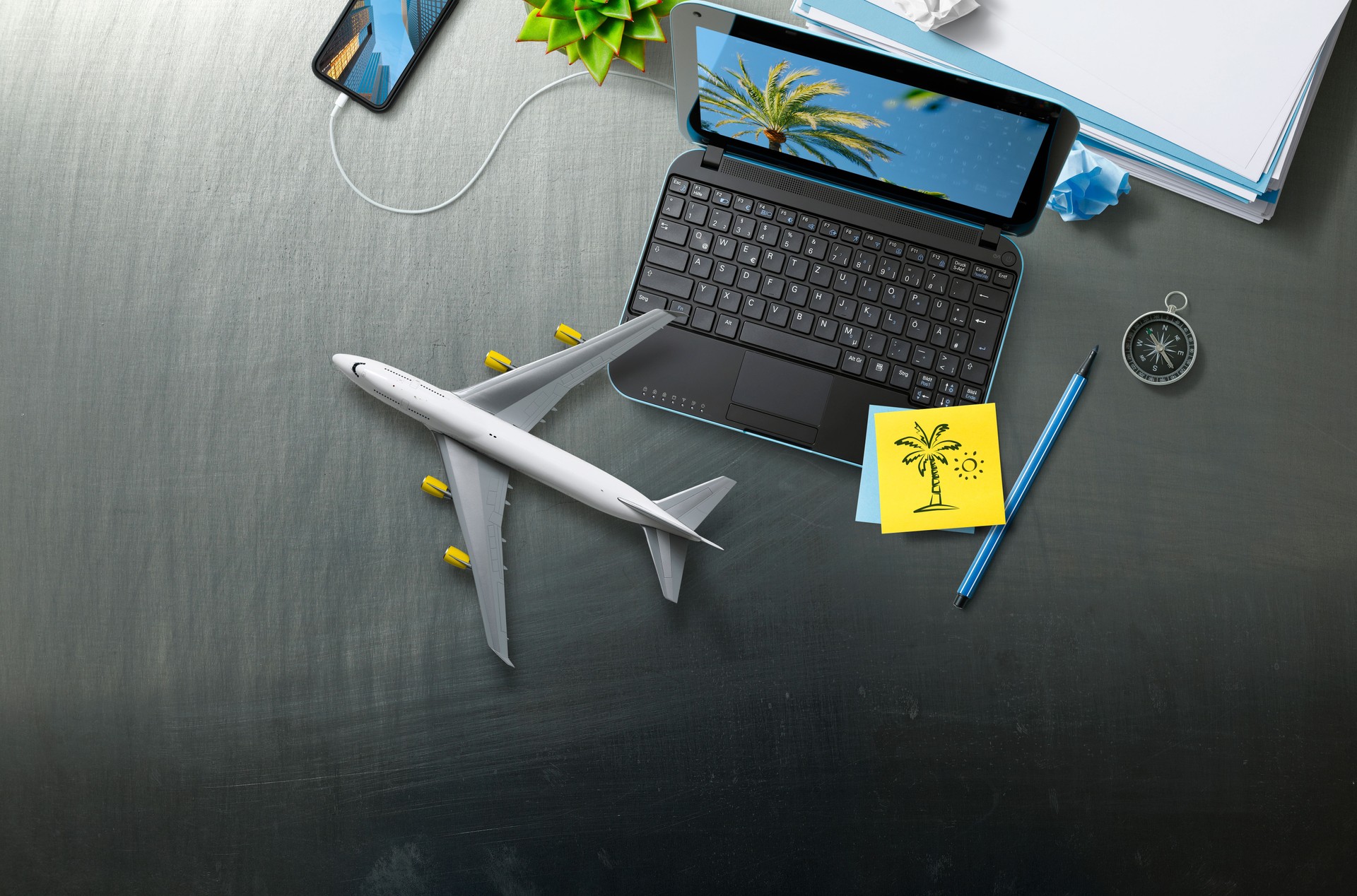 Vacation planning on the laptop