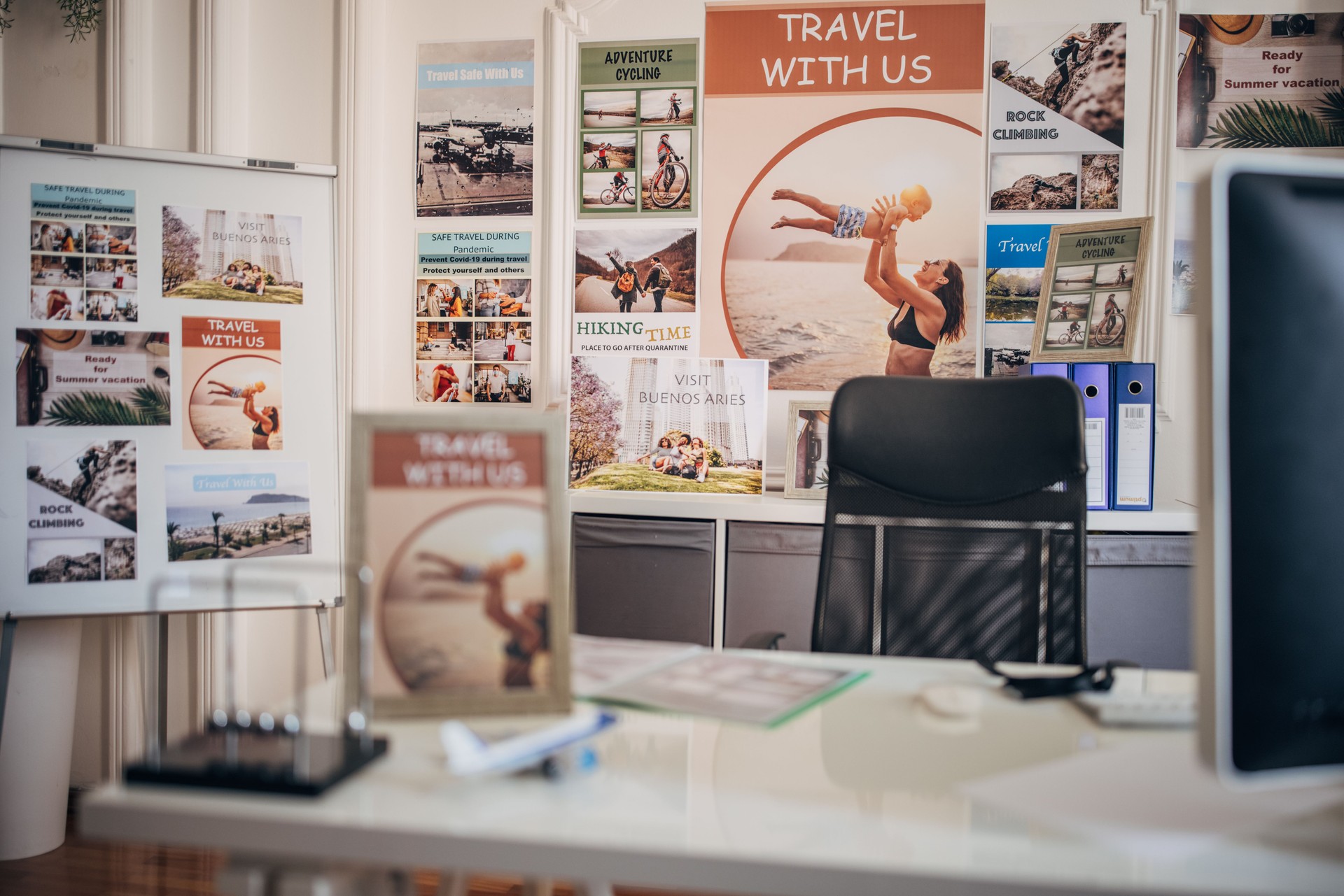 Inside of a modern travel agency